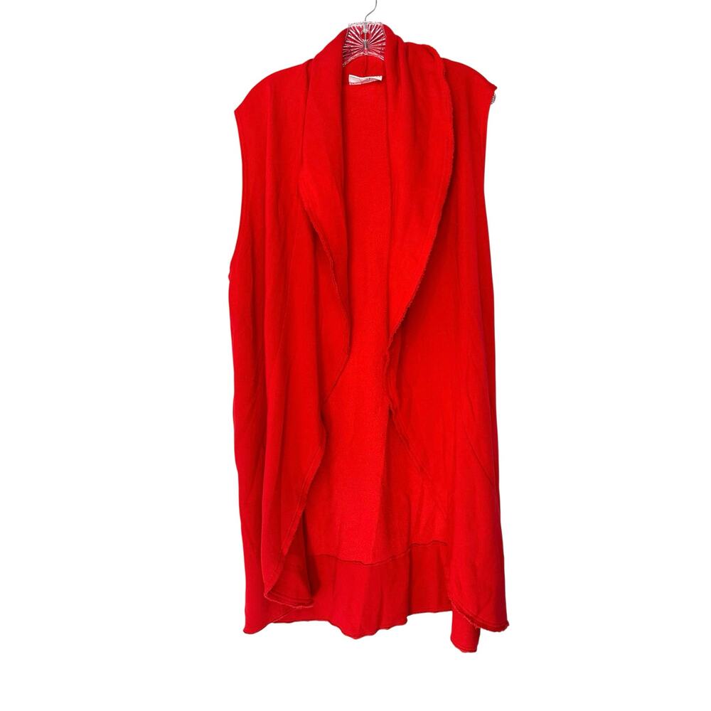 Bryn Walker Vest Red Soft Cozy Casual Jersey Lagenlook Relaxed Bamboo Long Large